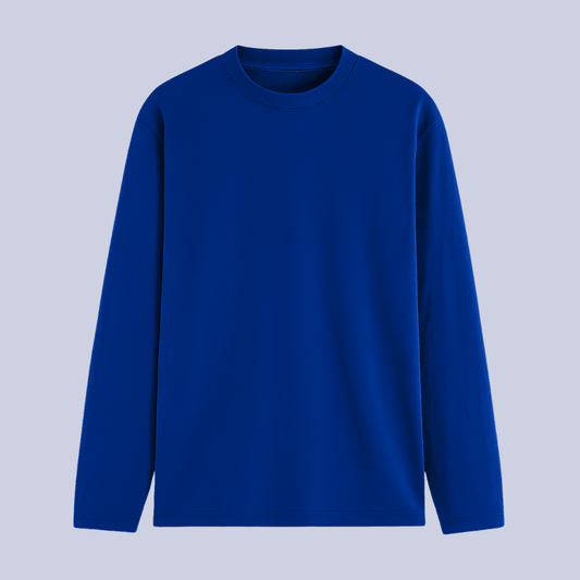 Royal Blue Solid Full Sleeve T-Shirt Front View - Words Armor