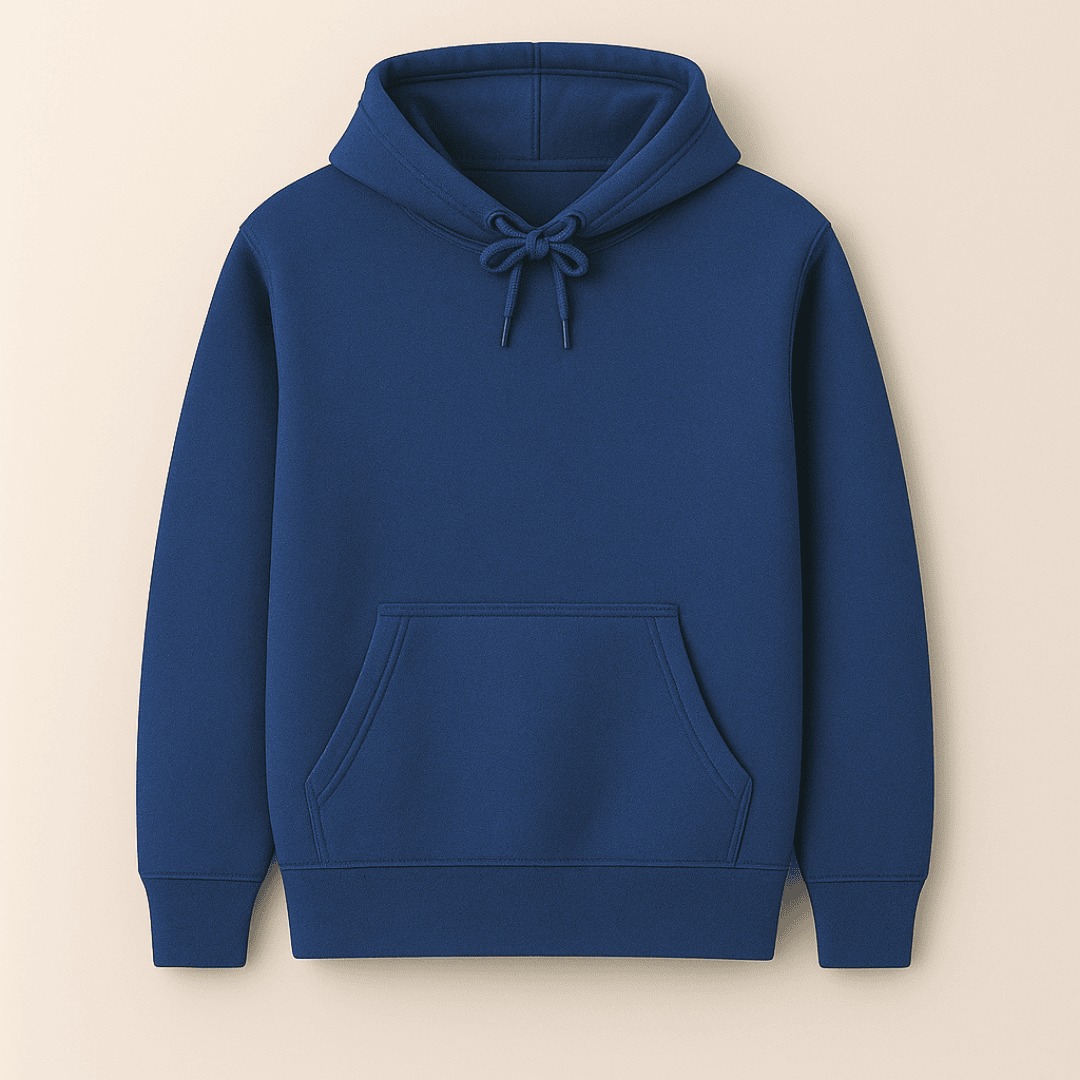 Royal blue solid plain warm cozy hoodie by Words Armor
