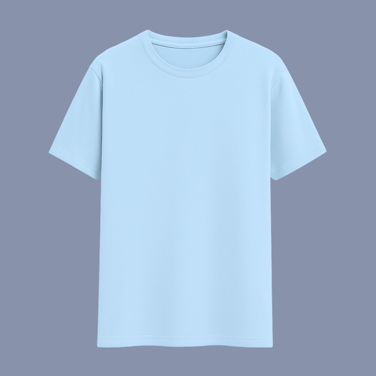Solid baby blue classic half sleeve t-shirt by Words Armor, premium 100% cotton for men and women.