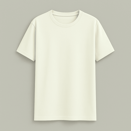 Solid off white classic half sleeve t-shirt by Words Armor, premium 100% cotton for men and women.