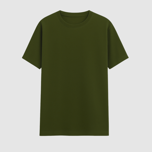 Solid olive classic half sleeve t-shirt by Words Armor, premium 100% cotton for men and women.