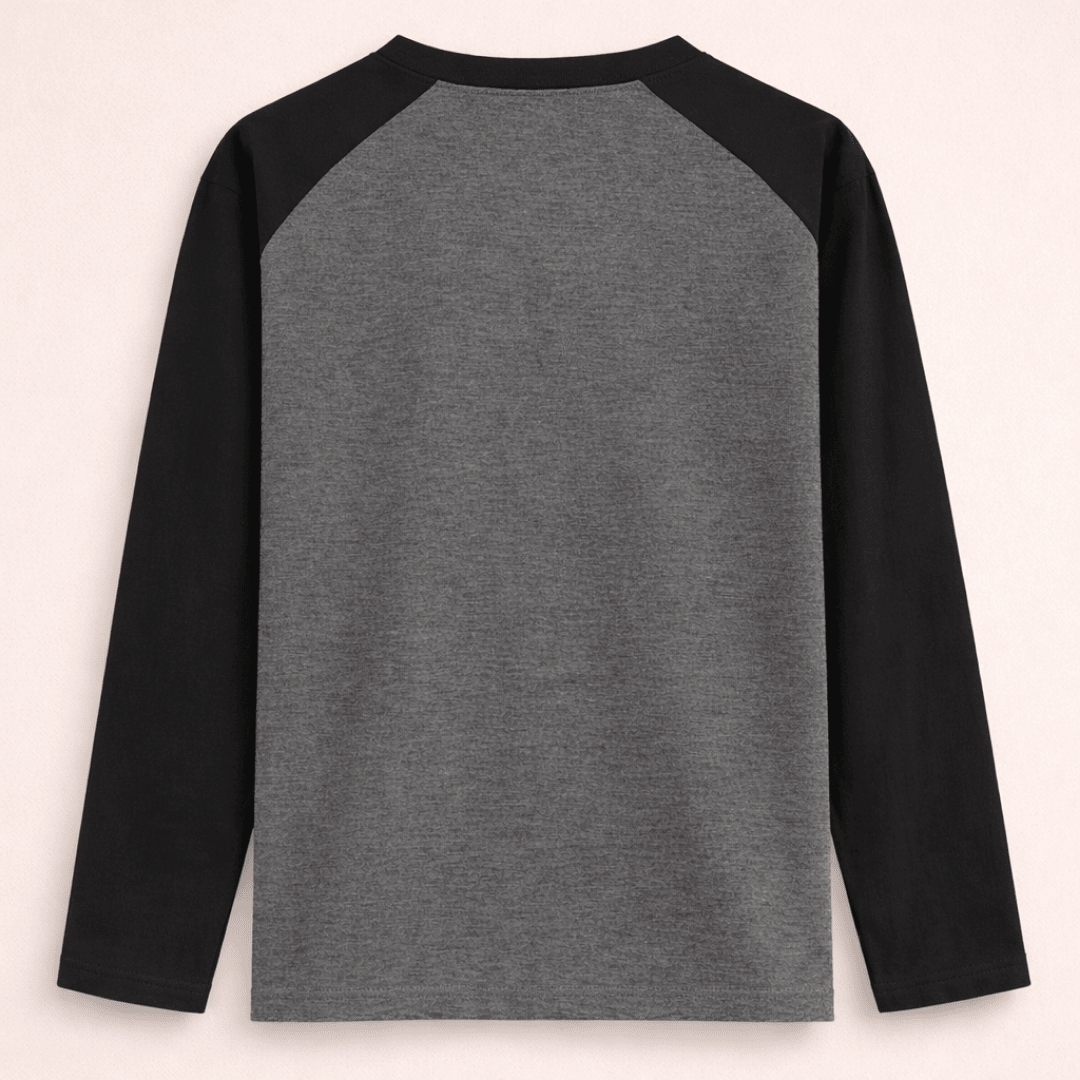 Solid plain black grey colour block full sleeve t-shirt for men and women by Words Armor