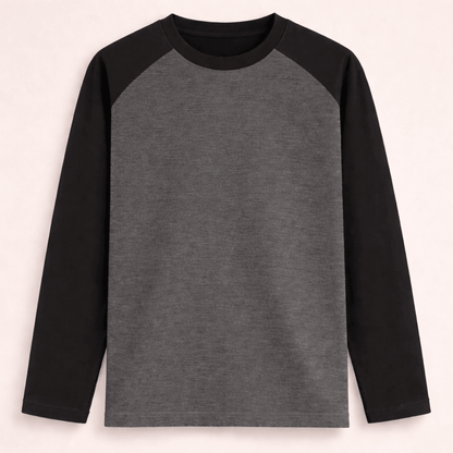 Solid plain black grey colour block full sleeve t-shirt for men and women by Words Armor