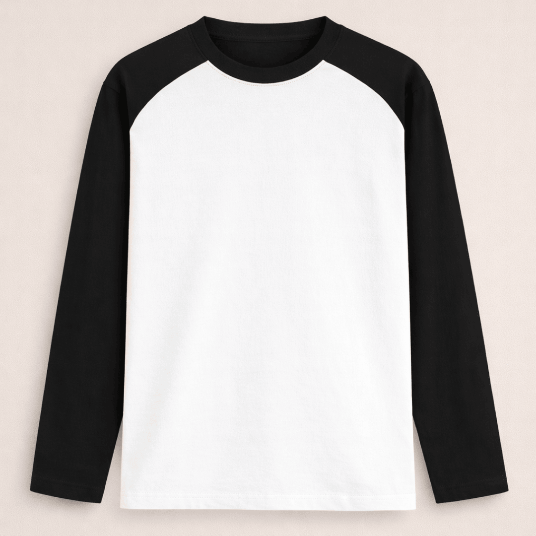 Solid plain black white colour block full sleeve t-shirt for men and women by Words Armor