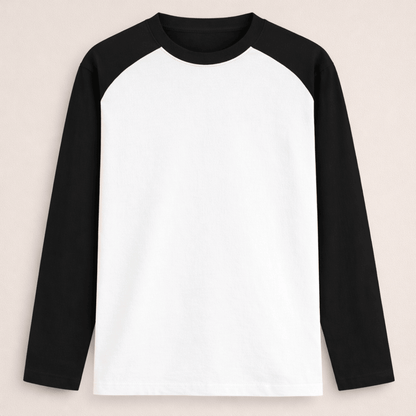 Solid plain black white colour block full sleeve t-shirt for men and women by Words Armor