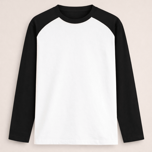Solid plain black white colour block full sleeve t-shirt for men and women by Words Armor