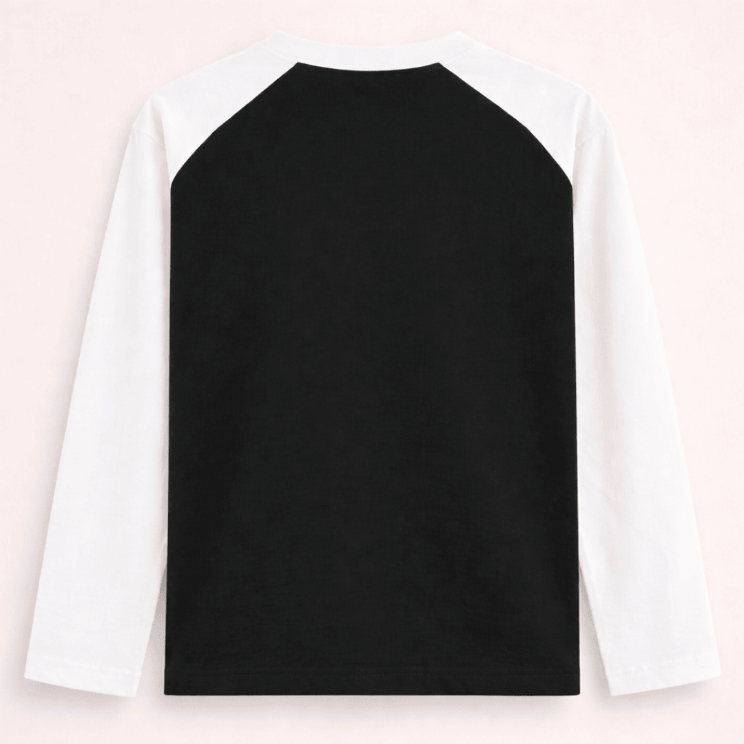 Solid plain white black colour block full sleeve t-shirt for men and women by Words Armor