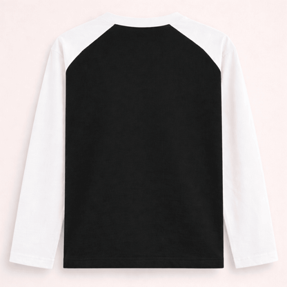 Solid plain white black colour block full sleeve t-shirt for men and women by Words Armor