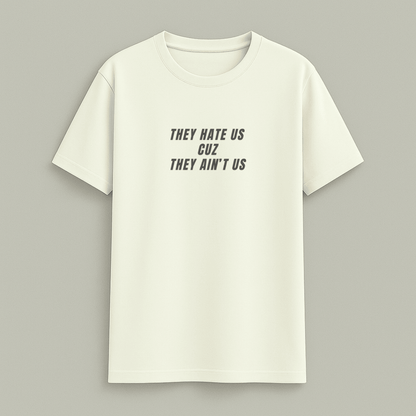 Saying white t-shirt with black text on a gray background wordsarmor