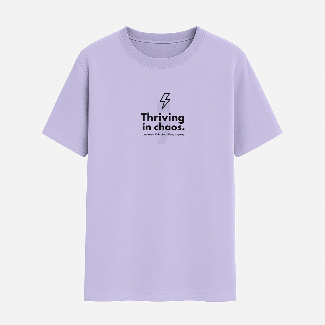 Thriving in Chaos classic half sleeve cotton t-shirt in multiple colours, unisex sizes S to 5XL.