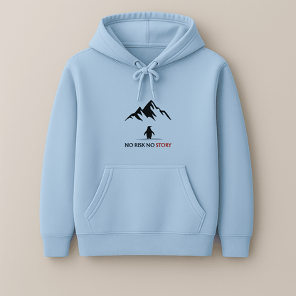 Viral penguin graphic printed quote hoodie no risk no story by Words Armor