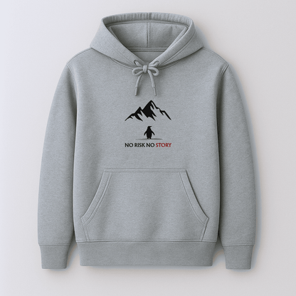 Viral penguin graphic printed quote hoodie no risk no story by Words Armor