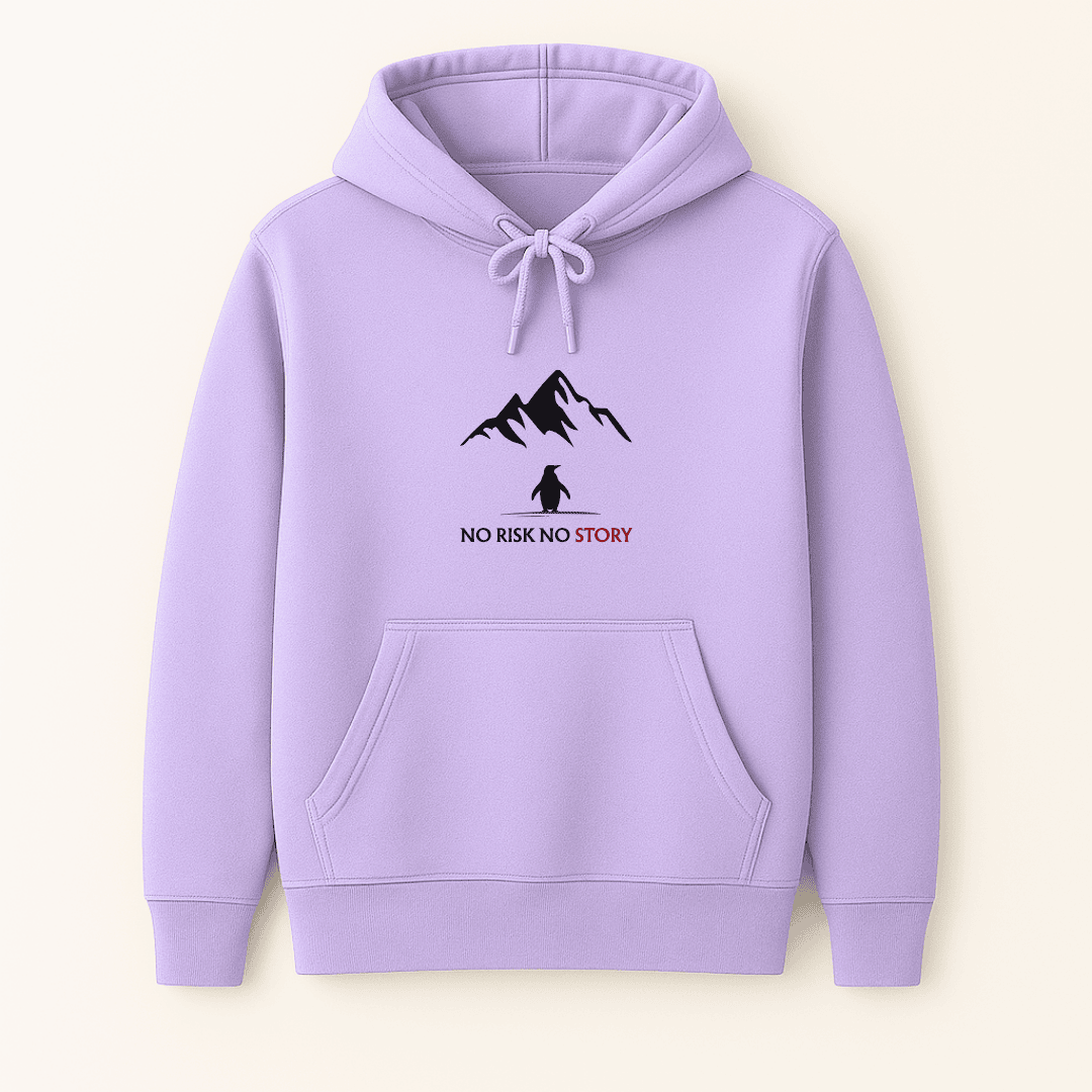 Viral penguin graphic printed quote hoodie no risk no story by Words Armor