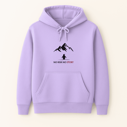 Viral penguin graphic printed quote hoodie no risk no story by Words Armor
