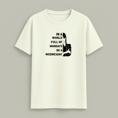 Wednesday Quote T-Shirt Off White – In a world full of Mondays be a Wednesday by Words Armor