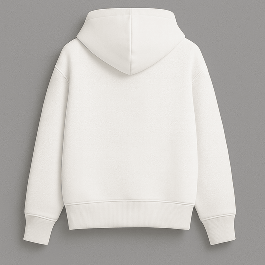 solid plain white oversized hoodie front and back view for men and women by Words Armor