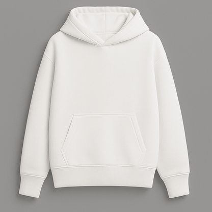 solid plain white oversized hoodie front and back view for men and women by Words Armor