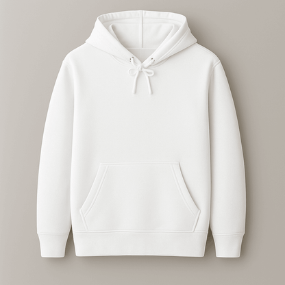 White solid plain hoodie for men and women – cozy insulated cotton winter wear, soft warm texture
