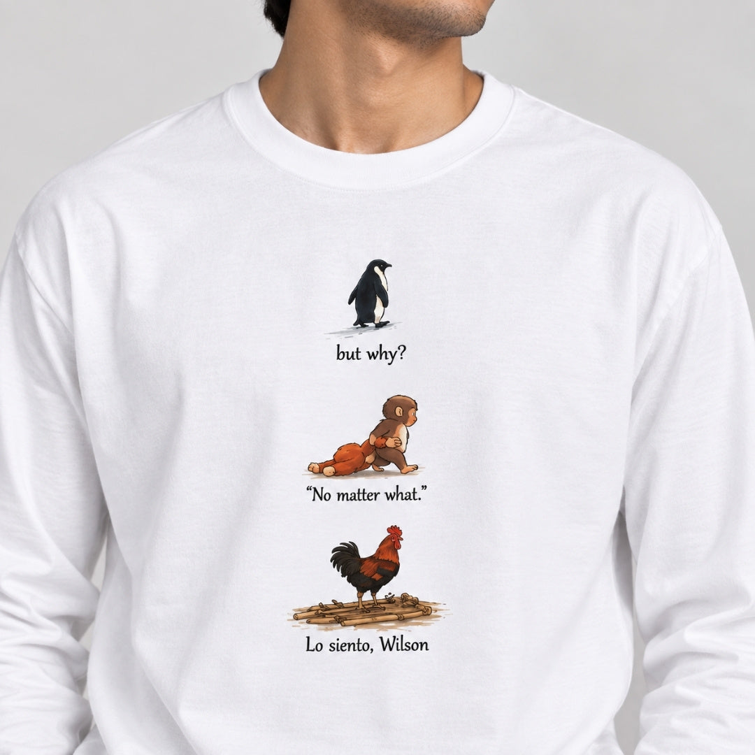 Words Armor viral meme crossover illustrated print featuring penguin, monkey and rooster