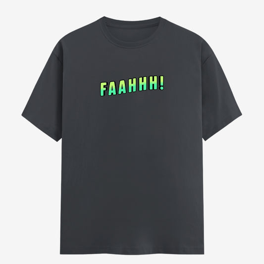 Words Armor FAAHHH Meme Half Sleeve T-Shirt in Steel Grey Front View