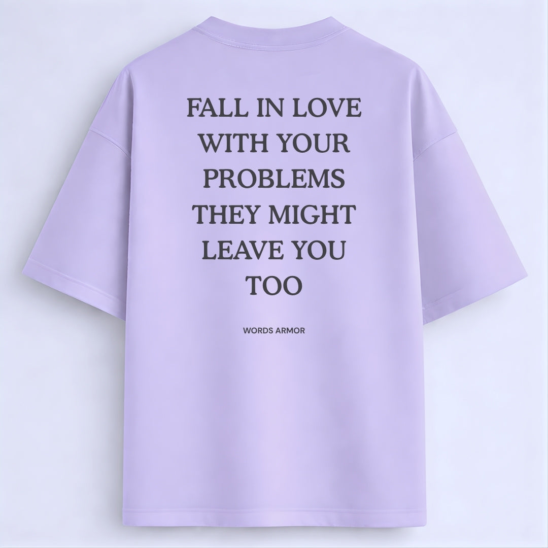 Words Armor Funny Meme Motivational Oversized T-Shirt Back print Lavender Colour Viral Quote Graphic Streetwear