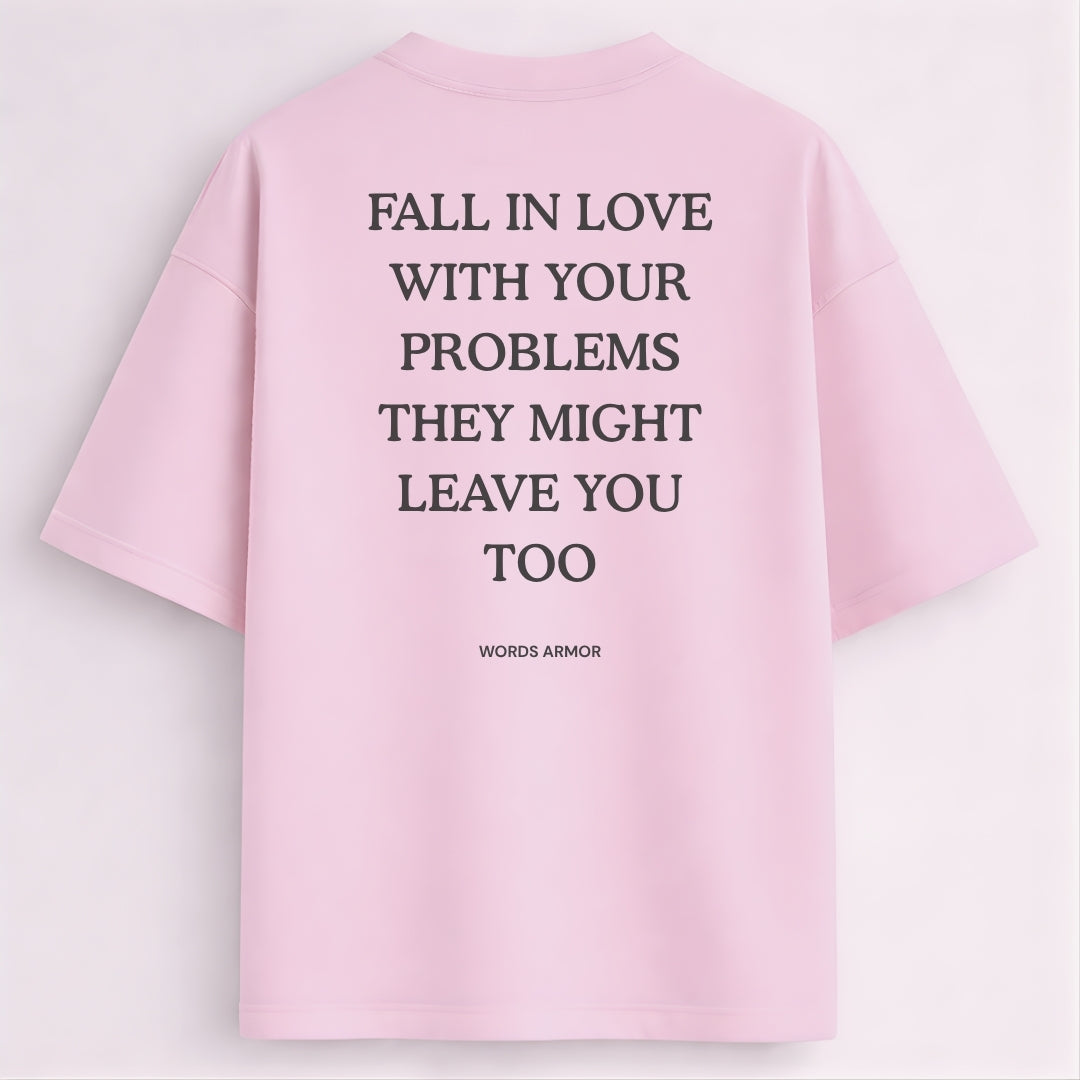 Words Armor Funny Meme Motivational Oversized T-Shirt Back Print Light Pink Colour Viral Quote Graphic Streetwear