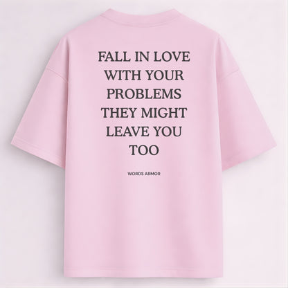Words Armor Funny Meme Motivational Oversized T-Shirt Back Print Light Pink Colour Viral Quote Graphic Streetwear