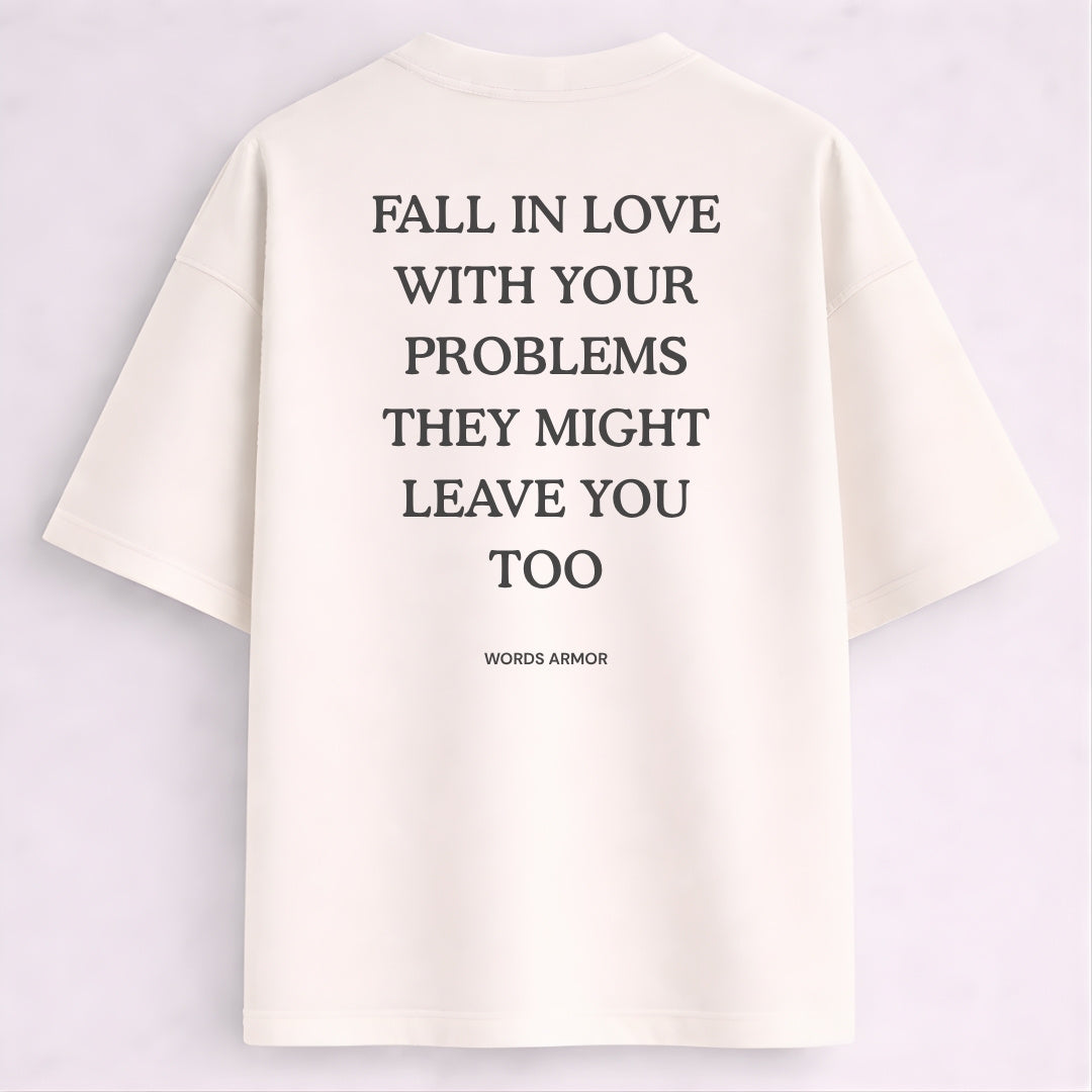 Words Armor Funny Meme Motivational Oversized T-Shirt Back Print Off White Colour Viral Quote Graphic Streetwear