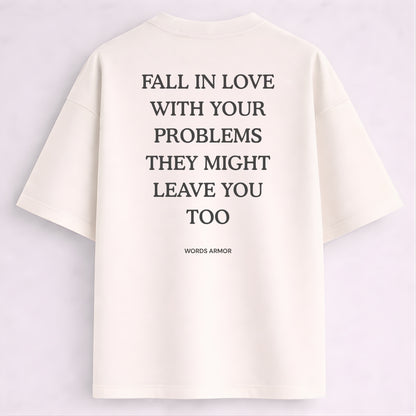 Words Armor Funny Meme Motivational Oversized T-Shirt Back Print Off White Colour Viral Quote Graphic Streetwear