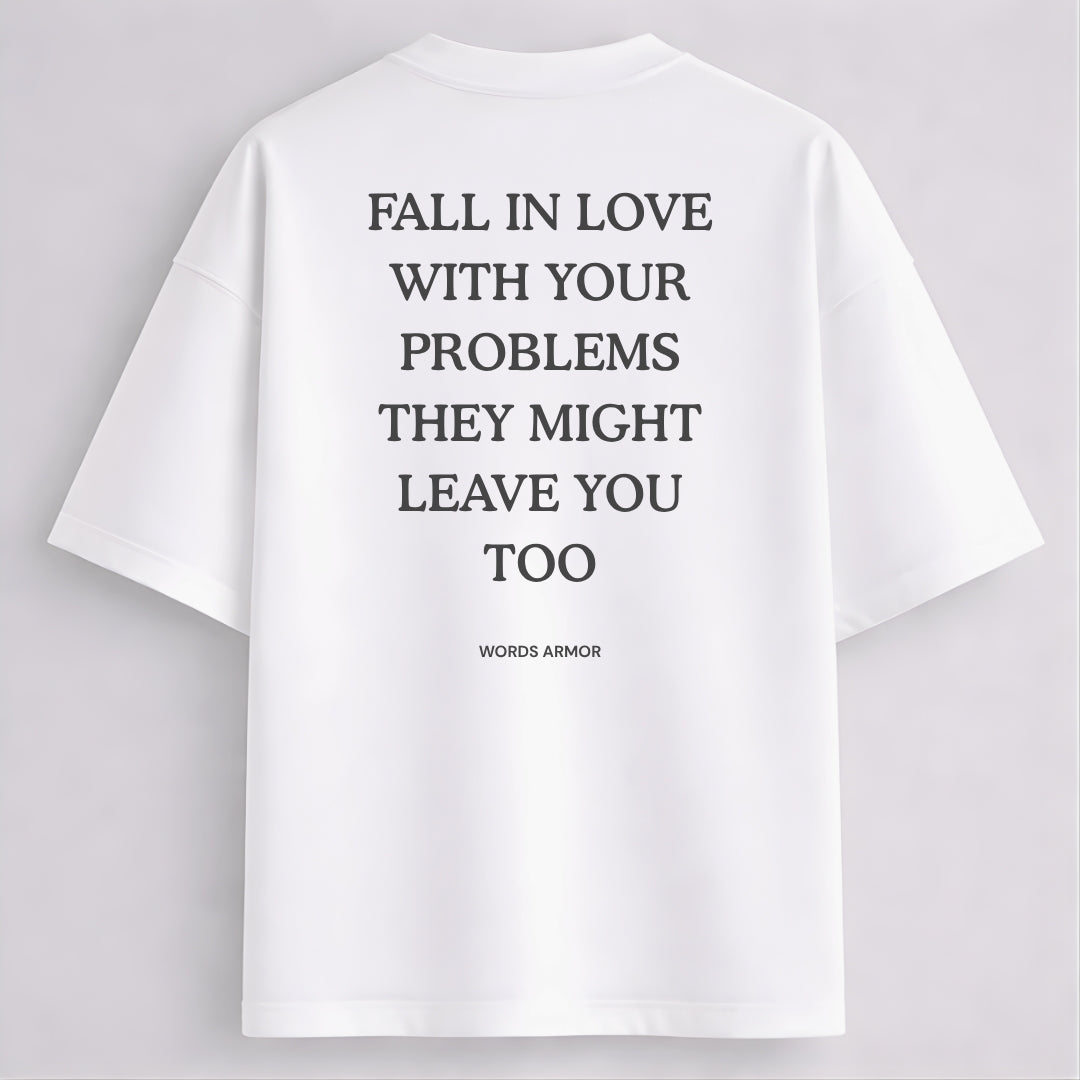 Words Armor Funny Meme Motivational Oversized T-Shirt Back print White Colour Viral Quote Graphic Streetwear