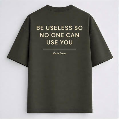 Olive funny quote back print oversized T-shirt by Words Armor