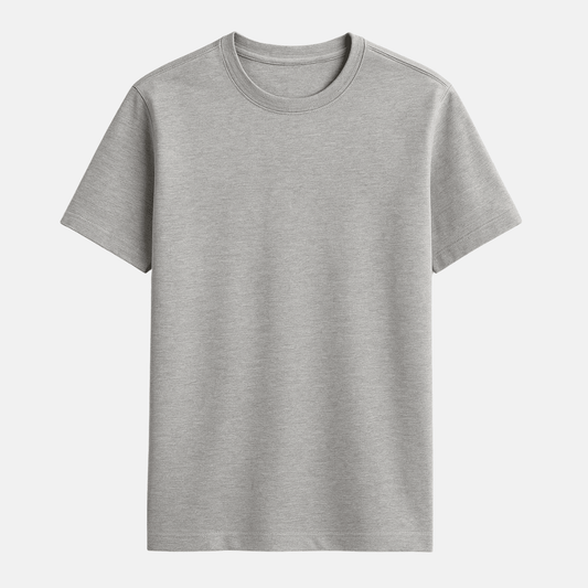Front view of a Words Armor premium 100% cotton unisex t-shirt in grey melange.