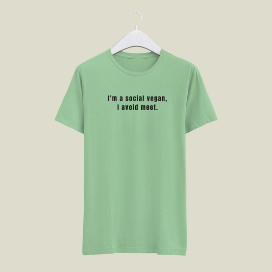 Green t-shirt with text on a beige background wordsarmor.
