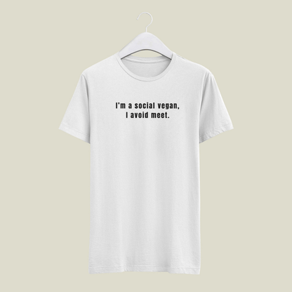 White t-shirt with text on a beige background wordsarmor.