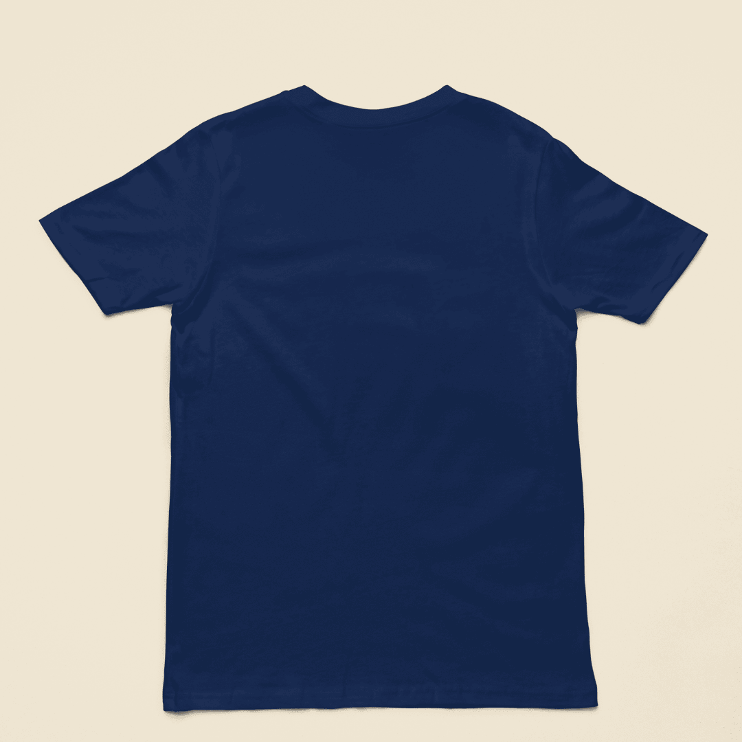 Back view of plain navy blue oversized unisex T-shirt by Words Armor
