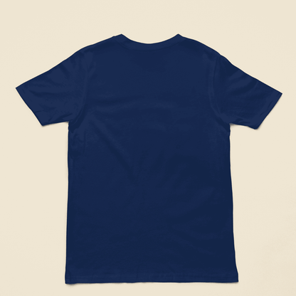 Back view of plain navy blue oversized unisex T-shirt by Words Armor