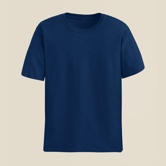 Words Armor navy blue plain classic half sleeve tshirt front view – unisex fit