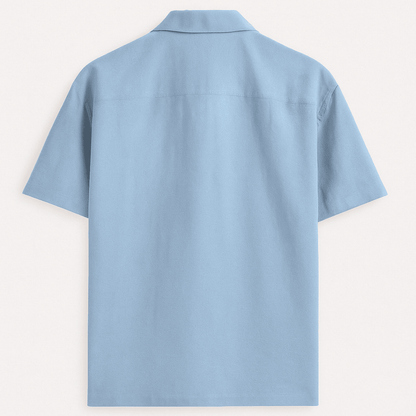 Baby blue oversized unisex shirt – back button view – half sleeves – Words Armor