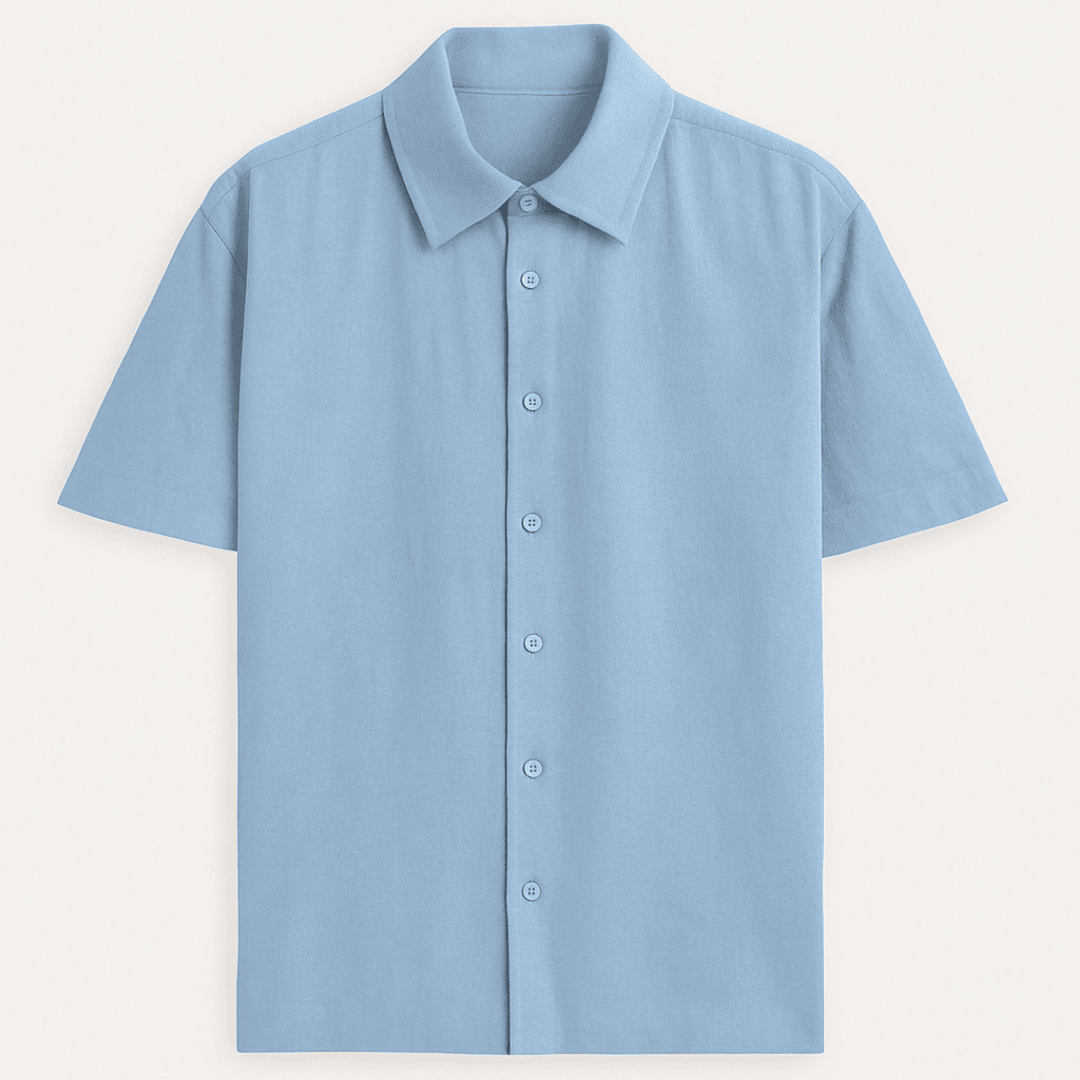 Baby blue oversized unisex shirt – front button view – half sleeves – Words Armor