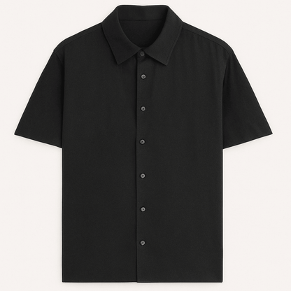 Oversized unisex black shirt – front button-up design – half sleeves – Words Armor
