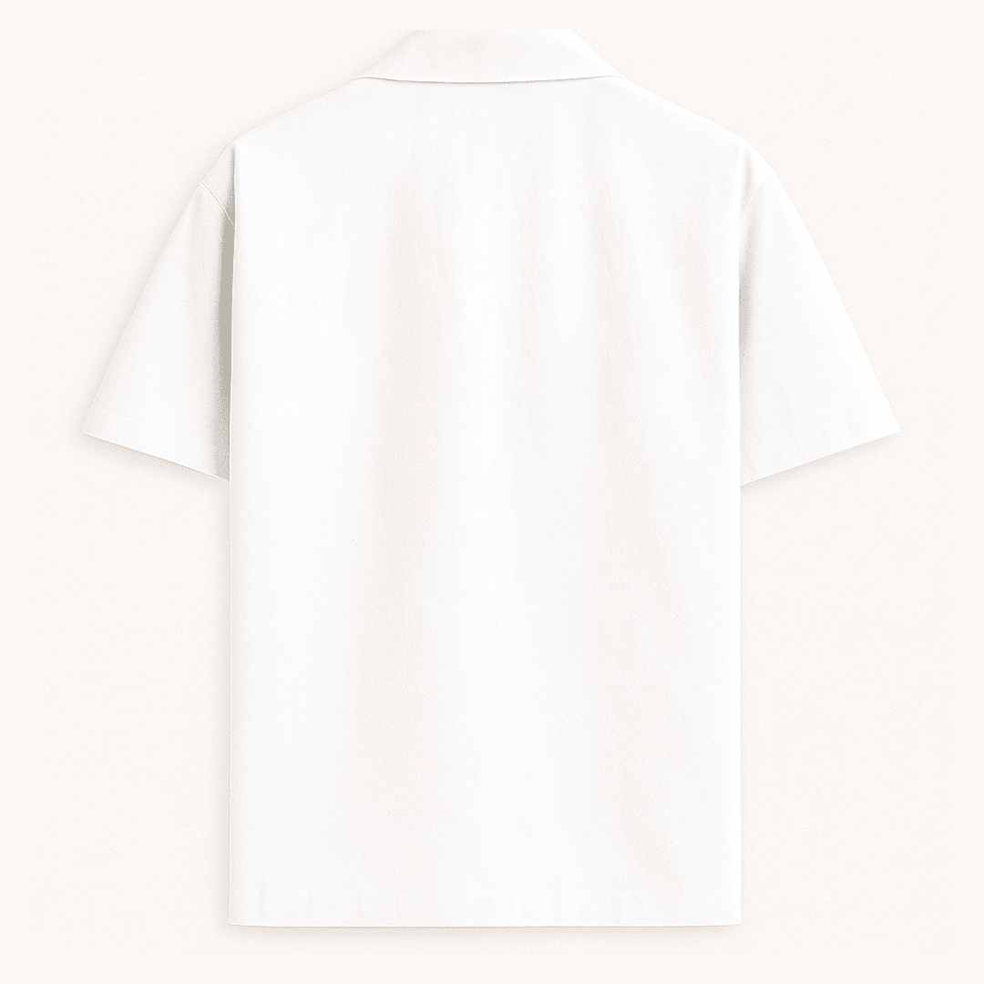 Plain white unisex oversized shirt – back view – soft cotton shirt – Words Armor