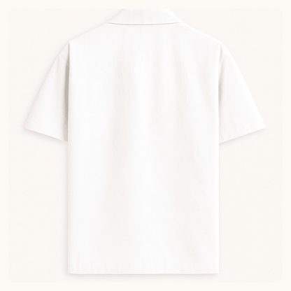Plain white unisex oversized shirt – back view – soft cotton shirt – Words Armor