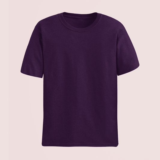 Front view of purple classic plain unisex tshirt by Words Armor