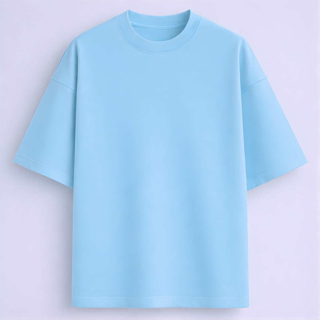 Words Armor solid plain baby blue oversized t shirt front view for men and women