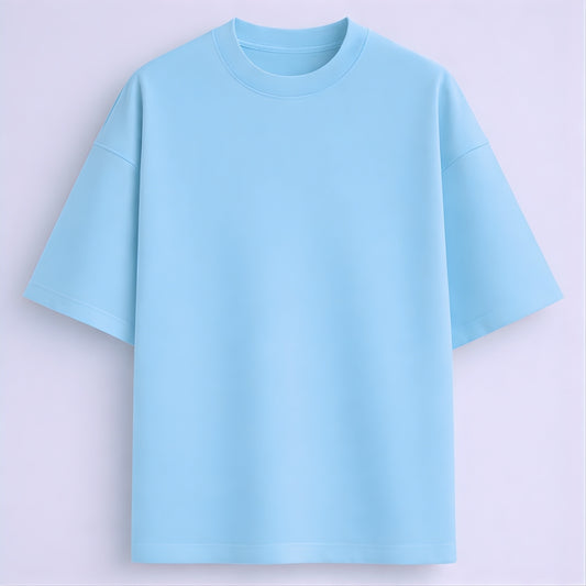 Words Armor solid plain baby blue oversized t shirt front view for men and women