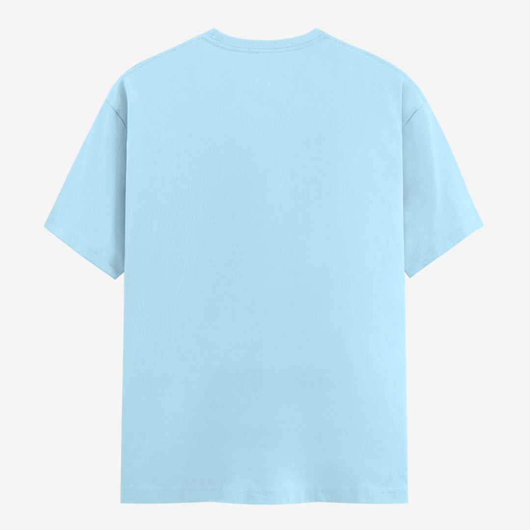Words Armor solid plain baby blue t shirt back view for men and women