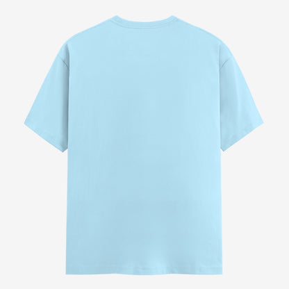 Words Armor solid plain baby blue t shirt back view for men and women