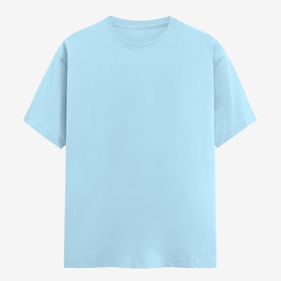 Words Armor solid plain baby blue t shirt front view for men and women