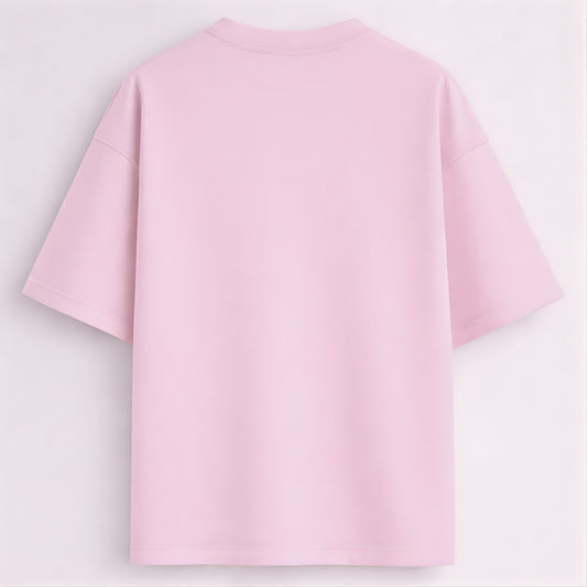 Words Armor solid plain baby pink oversized t shirt back view for men and women