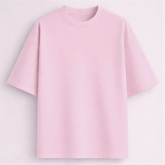 Words Armor solid plain baby pink oversized t shirt front view for men and women